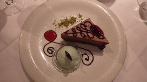 Chocolate Mousse Tart with Pistachio Ice Cream