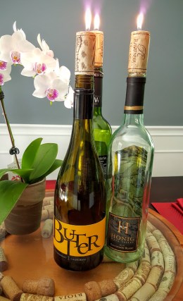 Centerpiece wine bottles with candles winestyles