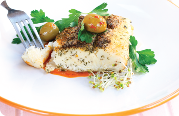 Mediterranean baked halibut