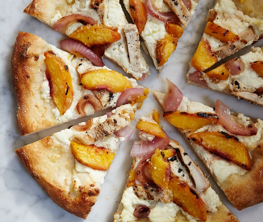 Peach Chicken Ricotta Pizza