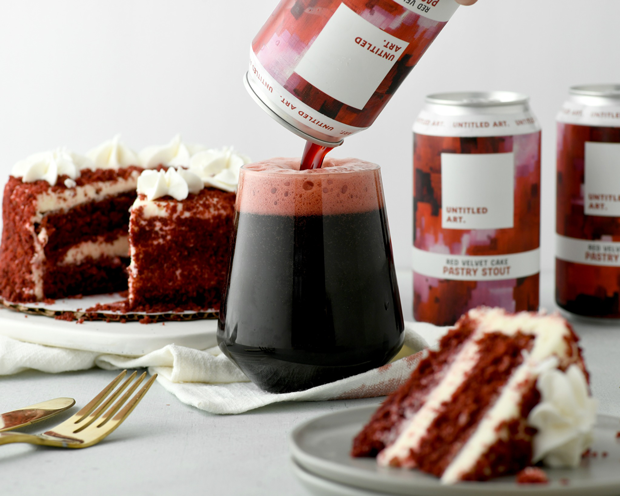 Untitled Art Red Velvet Stout with red velvet cake slice