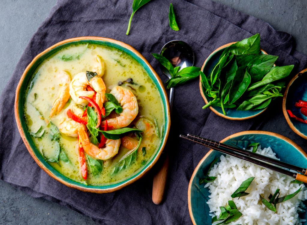 Thai, Shrimps, Green, Curry.
