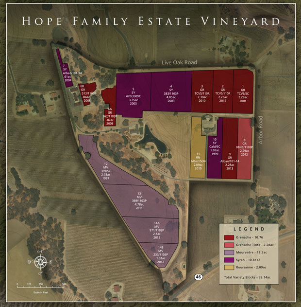 Map of Hope Family vineyards